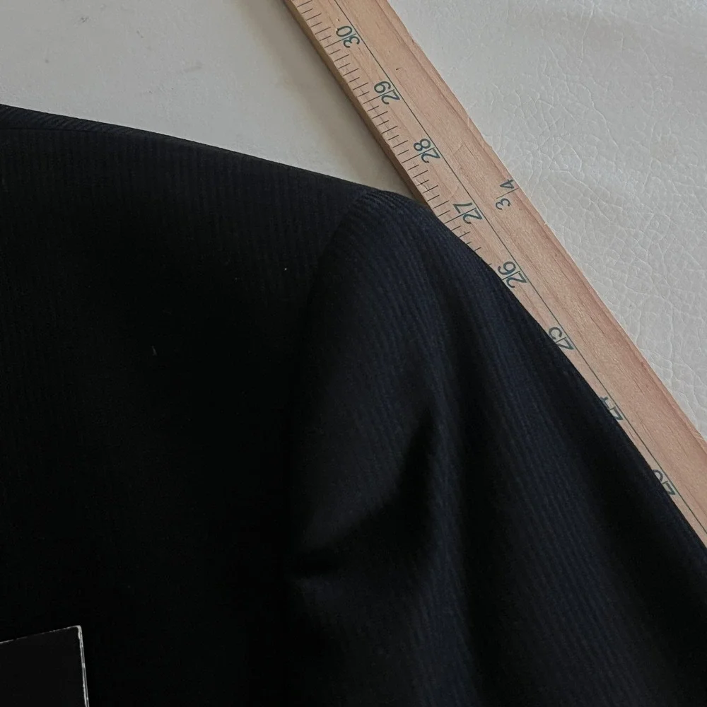 Sean John Suit Coat Pants 2 pc 48L 42W Black Stretch Raw Hem Legs Altered Wide